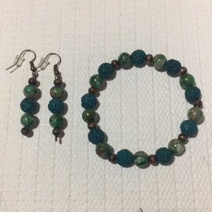 Handmade bracelet and earrings